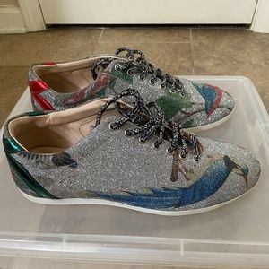 Men Gucci Silver Glitter Red/Green Sparkle blue Jay and Canary Sneakers